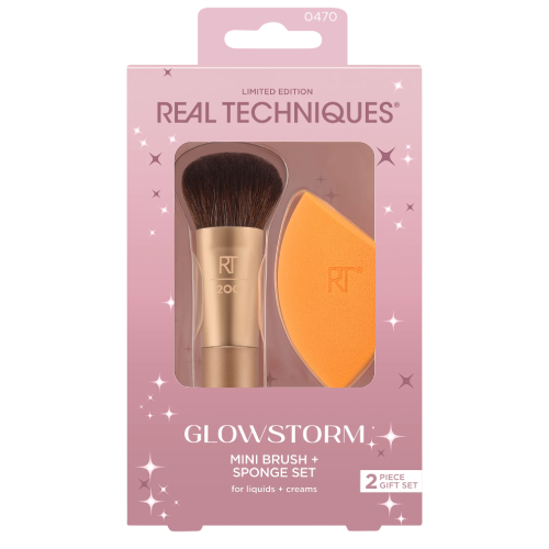 Real Techniques Glowstorm Mini Brush + Sponge set , Mini Expert Face 200 , Sponge , Real Techniques Real Techniques แปรง , ฟองน้ำ Real Techniques , Limited Edition ,Limited Edition Real Techniques 